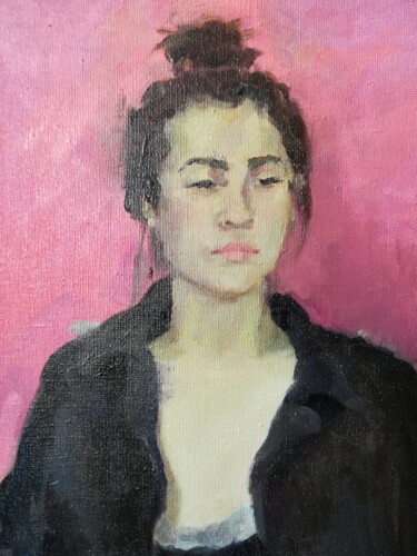 Ζωγραφική με τίτλο "Pink" από Юлия Морева, Αυθεντικά έργα τέχνης, Λάδι Τοποθετήθηκε στο Ξύλινο φορείο σκελετό