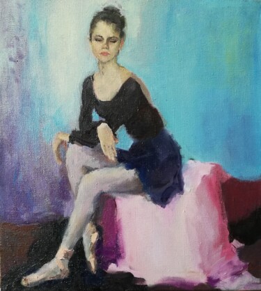 Painting titled "Ballerina" by Iuliia Moreva, Original Artwork, Oil Mounted on Wood Stretcher frame