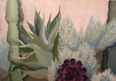 Картина под названием "Greens" - Юлия Морева, Подлинное произведение искусства, Масло Установлен на Деревянная панель