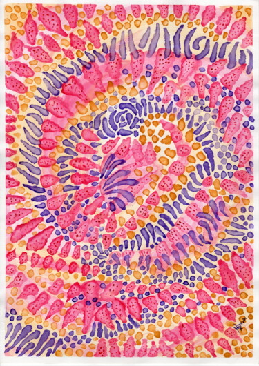 Pintura titulada "Abstraction. Pink" por Ulia Nagornaa, Obra de arte original, Acuarela