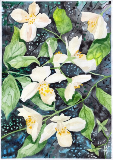 Malerei mit dem Titel "Spring abundance" von Ulia Nagornaa, Original-Kunstwerk, Aquarell