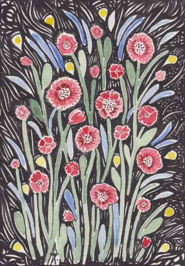 Painting titled "Flower arrangement 2" by Ulia Nagornaa, Original Artwork, Watercolor