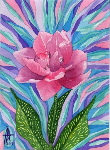 Peinture intitulée "The tulip has bloom…" par Ulia Nagornaa, Œuvre d'art originale, Aquarelle