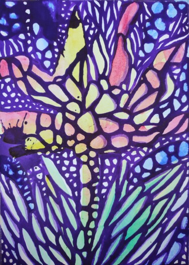 Картина под названием "Little flower" - Юлия Нагорная, Подлинное произведение искусства, Акварель