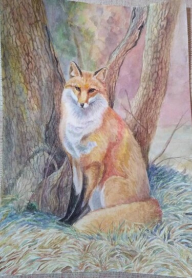 Pintura intitulada "Fox" por Iuliia Popova (Koritsa Kardamonovna), Obras de arte originais, Aquarela Montado em artwork_cat.