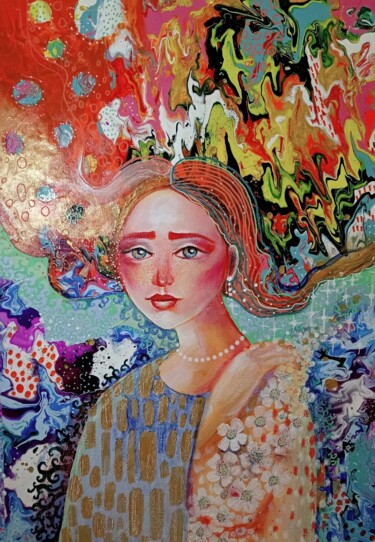 Ζωγραφική με τίτλο "Вселенная внутри те…" από Юлия Поташова, Αυθεντικά έργα τέχνης, Ακρυλικό Τοποθετήθηκε στο Ξύλινο φορείο…