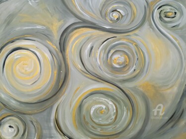 Painting titled "vortexes of the uni…" by Uliana Saiapina, Original Artwork, Acrylic Mounted on Wood Stretcher frame