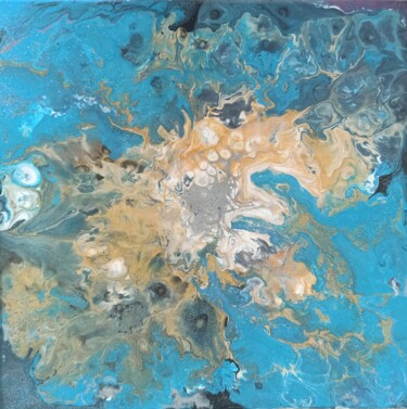 Painting titled "Abstract work Coral…" by Uliana Saiapina, Original Artwork, Acrylic Mounted on Wood Stretcher frame