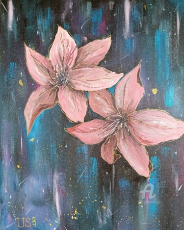 Painting titled ""Cosmic Harmony" Ac…" by Uliana Saiapina, Original Artwork, Acrylic Mounted on Cardboard