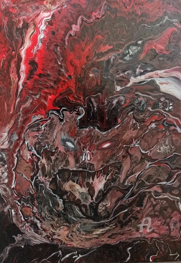 Painting titled "Echoes of the Abyss…" by Uliana Saiapina, Original Artwork, Acrylic Mounted on Wood Stretcher frame