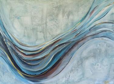 Painting titled "Abstraction in cold…" by Uliana Saiapina, Original Artwork, Acrylic Mounted on Wood Stretcher frame