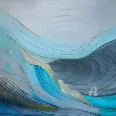 Arts numériques intitulée "Blue Abstraction Cr…" par Uliana Saiapina, Œuvre d'art originale, Image générée par l'IA