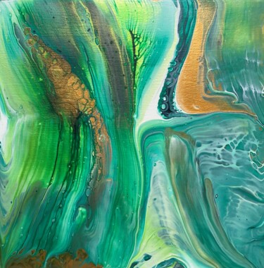 Peinture intitulée "Green river" par Uliana Salagina, Œuvre d'art originale, Acrylique