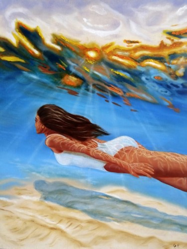 Sunlight under water Картина под названием "Sunlight under water" - Uliana Titova, Подлинное произведение искусства, Масло