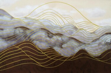 Schilderij getiteld "Mountains of Tibet" door Uliana Titova, Origineel Kunstwerk, Acryl Gemonteerd op Frame voor houten bran…