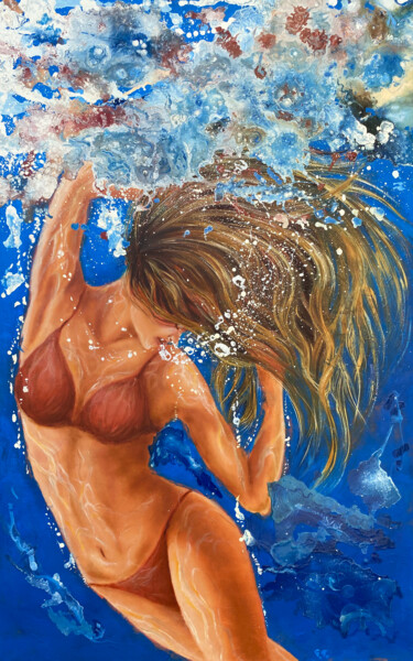 Картина под названием "Red Sea" - Uliana Titova, Подлинное произведение искусства, Масло Установлен на Деревянная рама для н…