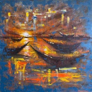Painting titled "Samadhi / Contempla…" by Uliana Titova, Original Artwork, Oil Mounted on Wood Stretcher frame