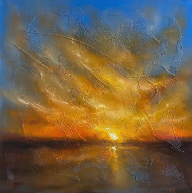 Painting titled "Bhati / Radiance" by Uliana Titova, Original Artwork, Oil Mounted on Wood Stretcher frame
