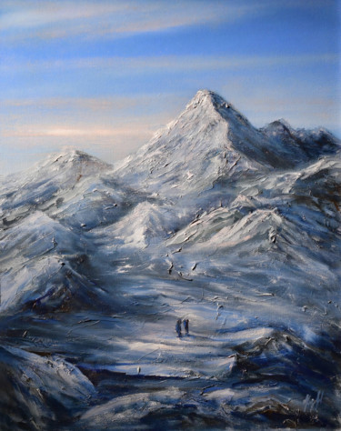 Картина под названием "Горы Кавказа зимой.…" - Uliana Kuznetsova, Подлинное произведение искусства, Масло