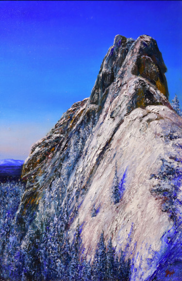Картина под названием "Далина гор зимой. С…" - Uliana Kuznetsova, Подлинное произведение искусства, Масло