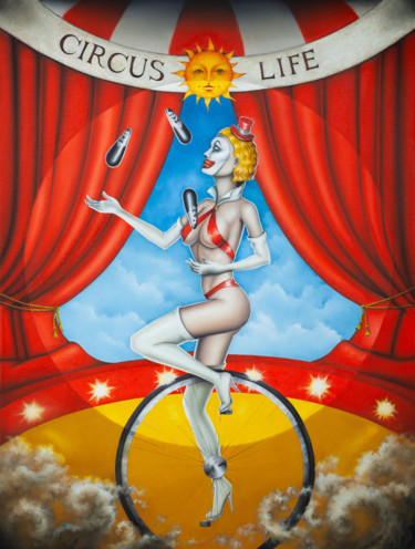 Картина под названием "Circus life" - Ульяна Степанова, Подлинное произведение искусства, Масло Установлен на Деревянная рам…