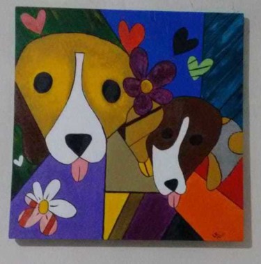 Pintura titulada "dois cão" por Uliana Souza, Obra de arte original, Tinta