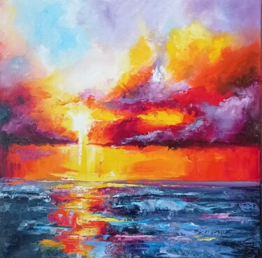 Painting titled "Evening Dawn" by Julianna Tulinova, Original Artwork, Oil