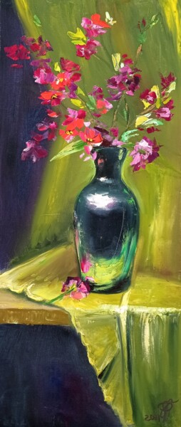 Painting titled "Sakura flowers" by Julianna Tulinova, Original Artwork, Oil