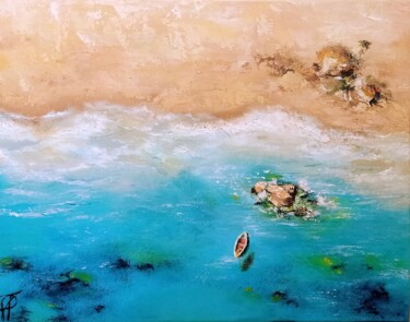 Schilderij getiteld "The turquoise calm" door Julianna Tulinova, Origineel Kunstwerk, Olie