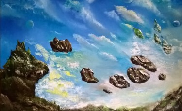 Painting titled "The mountains" by Julianna Tulinova, Original Artwork, Oil