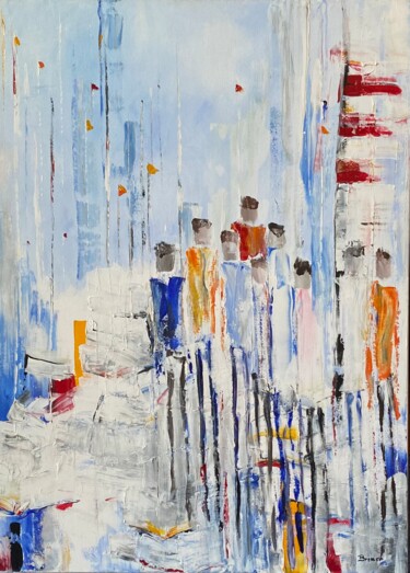 Malarstwo zatytułowany „balade dans le port” autorstwa Ulie Bremer, Oryginalna praca, Akryl