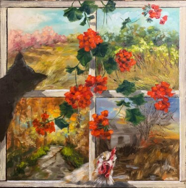 Peinture intitulée "Four seasons" par Ulisse Mladenova, Œuvre d'art originale, Huile