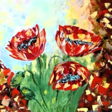 Peinture intitulée "Les coquelicots" par Uljana Bekis, Œuvre d'art originale, Huile