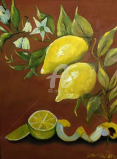 Painting titled "Les citrons" by Uljana Bekis, Original Artwork, Oil