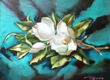 Peinture intitulée "Magnolia" par Uljana Bekis, Œuvre d'art originale, Huile