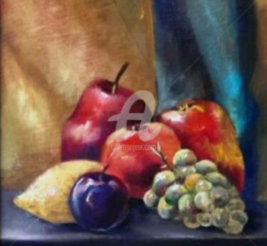 Peinture intitulée "Les pommes" par Uljana Bekis, Œuvre d'art originale, Huile