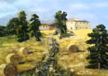 Peinture intitulée "Les champs" par Uljana Bekis, Œuvre d'art originale, Huile