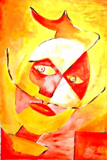 Pittura intitolato "Des moustaches" da Uljana Bekis, Opera d'arte originale, Acrilico