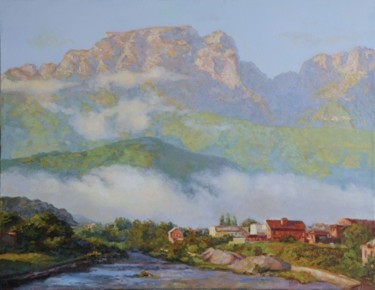 Картина под названием "Столовая гора" - Ульяна Гончарова, Подлинное произведение искусства, Масло