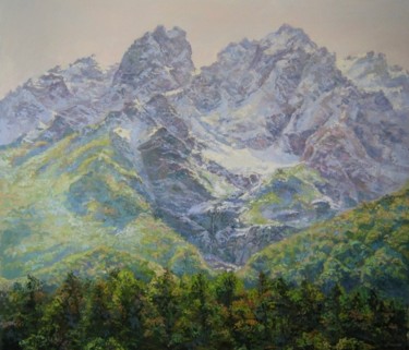 Картина под названием "Снежные вершины" - Ульяна Гончарова, Подлинное произведение искусства, Масло