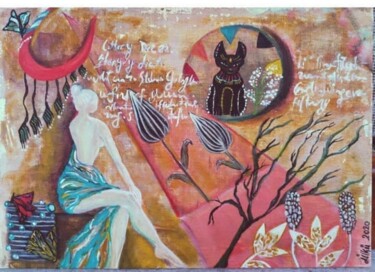 Peinture intitulée "Gönderilmeyen mektu…" par Ülkü İSpirli, Œuvre d'art originale, Acrylique