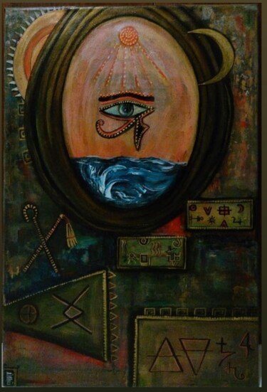Pintura titulada "Horusun gözü" por Ülkü İSpirli, Obra de arte original, Acrílico