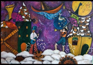 Pintura intitulada "Bulutların ötesinde" por Ülkü İSpirli, Obras de arte originais, Acrílico
