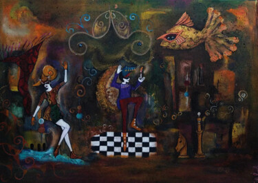 Malerei mit dem Titel "Dance in the red ro…" von Ülkü İSpirli, Original-Kunstwerk, Acryl