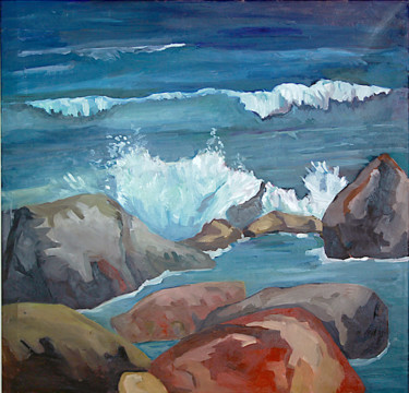 Malerei mit dem Titel "Meeresblick" von Ulrike Schmitt, Original-Kunstwerk, Öl