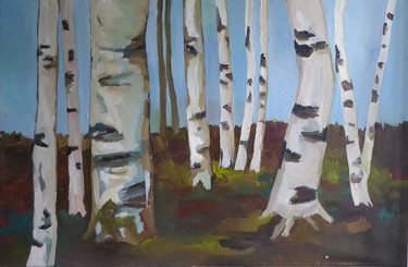 Malerei mit dem Titel "Birkenwald" von Ulrike Schmitt, Original-Kunstwerk, Öl