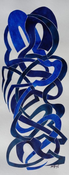 Malerei mit dem Titel "Kind Of Blue II" von Ulli Heupel, Original-Kunstwerk, Aquarell