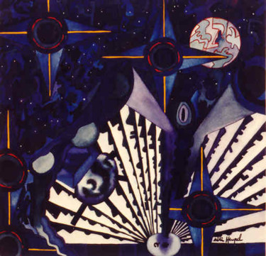 Картина под названием "In The Night" - Ulli Heupel, Подлинное произведение искусства, Масло