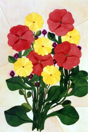 Malerei mit dem Titel "Flowers" von Ulli Heupel, Original-Kunstwerk, Öl