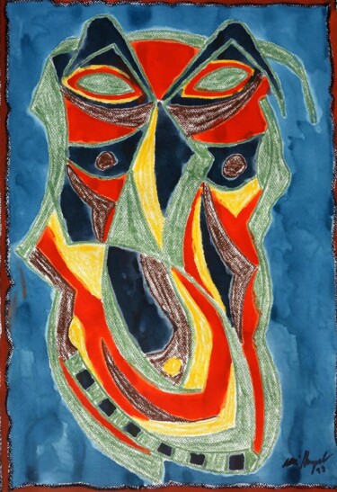 Malerei mit dem Titel "Faces VIII" von Ulli Heupel, Original-Kunstwerk, Aquarell